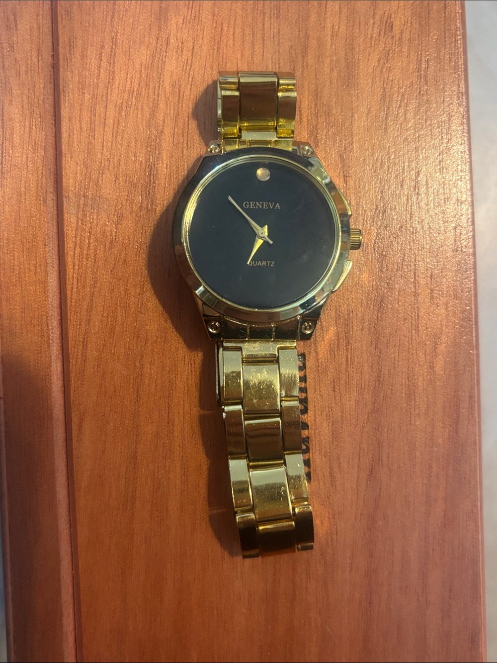 Geneva Gold Tone Metal Link Watch